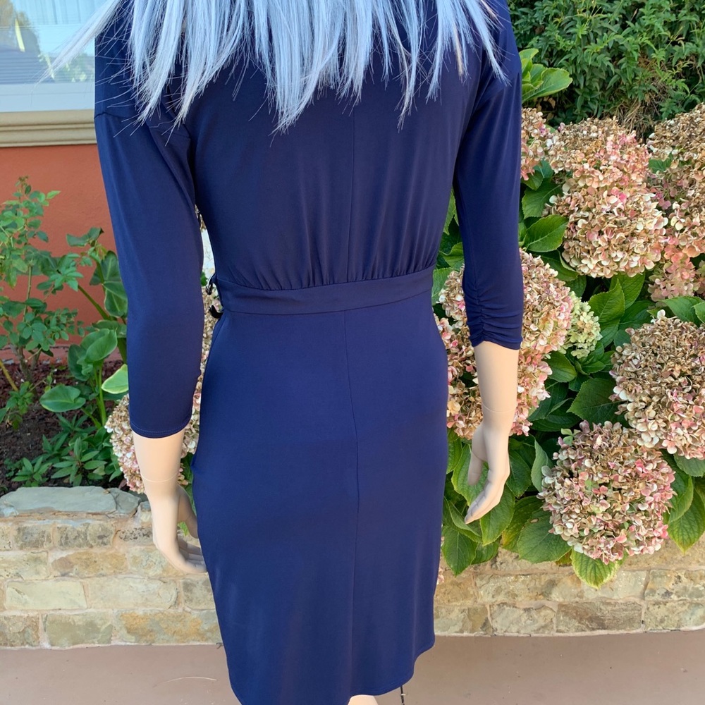 NEW Laundry Shelli Segal navy faux wrap dress - Picture 7 of 10
